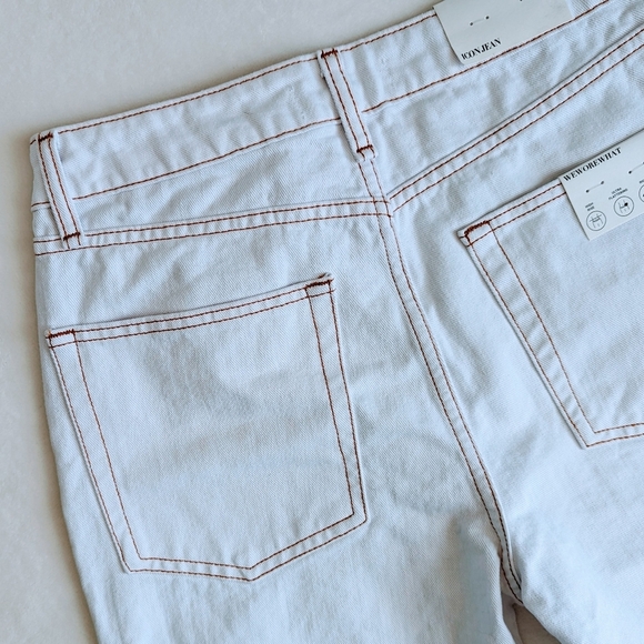 WeWoreWhat Icon Jeans High Rise 100% Cotton Non Stretch Distressed White 28 NWT - Picture 10 of 16